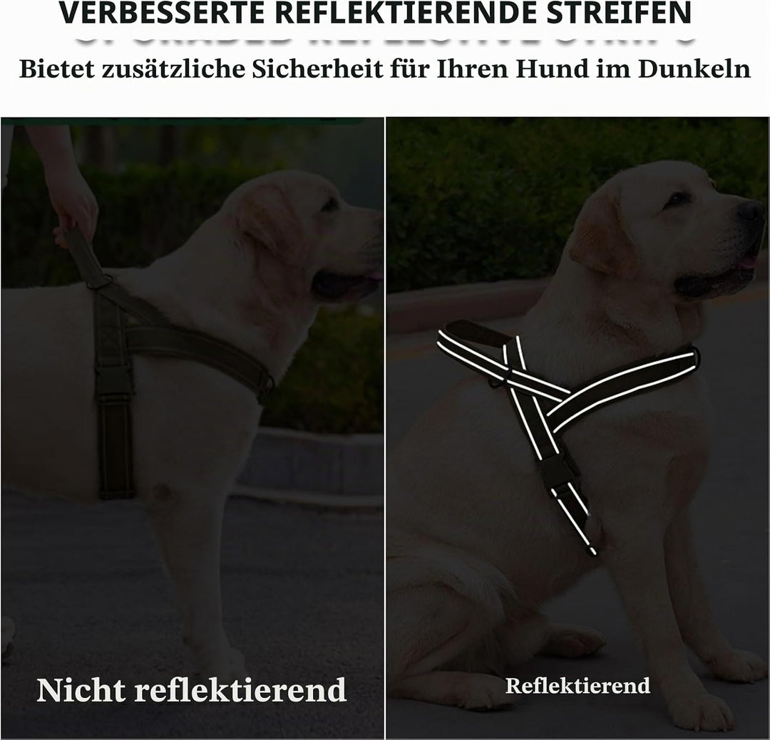 Hundegeschirr Mittelgrosse Hunde，Verstellbare Geschirr Hund, Anti-Zug Reflektierende Mittel Hundeges