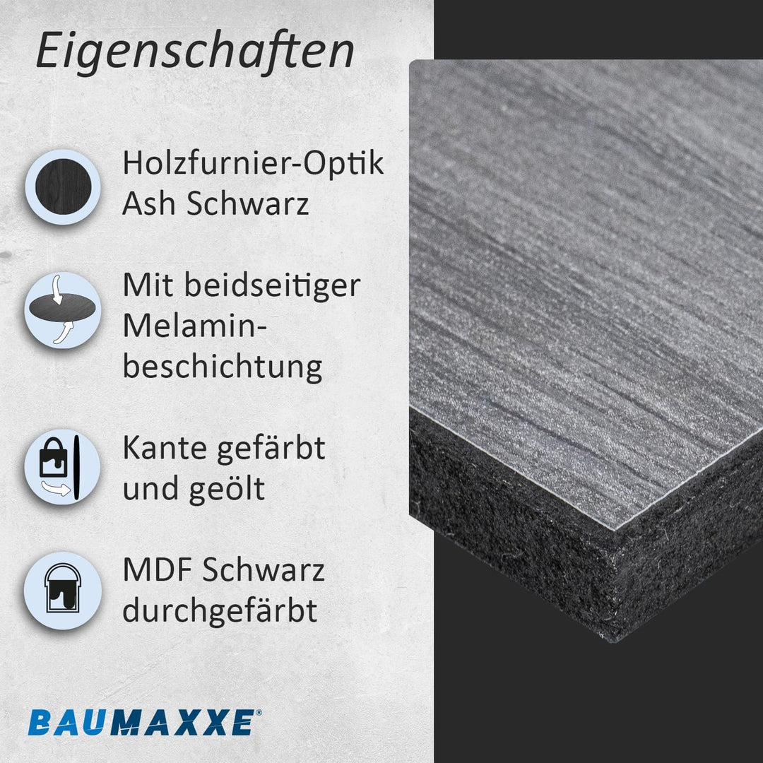 Regalbrett Holz Optik I 40 x 15 cm rechteckig I Stärke: 10 mm I Schwarz Ash I Wandregal I bm361 40x1