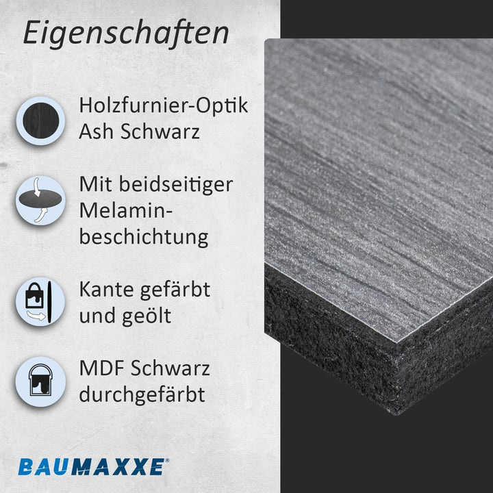 Regalbrett Holz Optik I 40 x 15 cm rechteckig I Stärke: 10 mm I Schwarz Ash I Wandregal I bm361 40x1