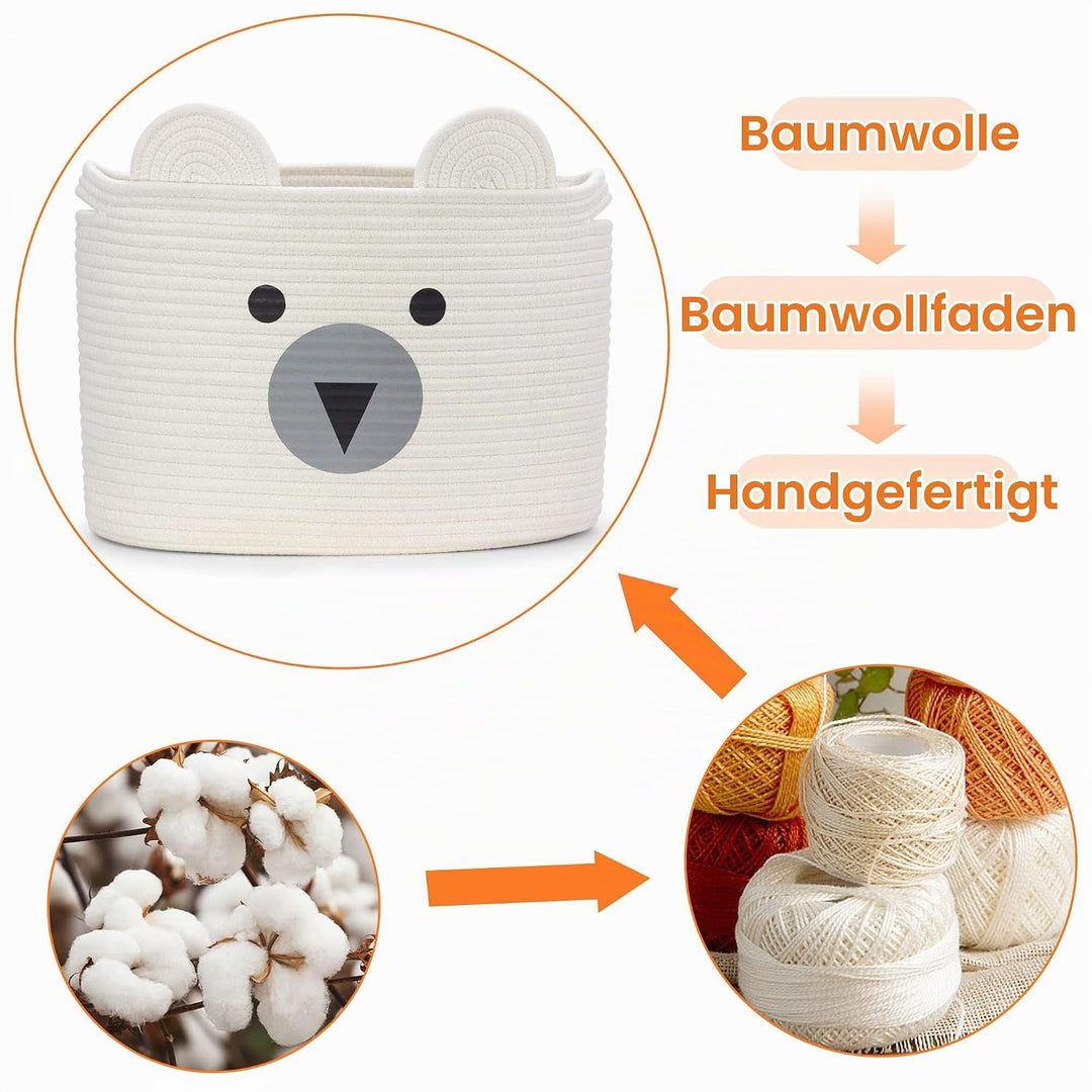 Aufbewahrungskorb Kinder aus Baumwolle für Spielzeug und Wäsche, Wäschekorb und Spielzeugkorb in ein
