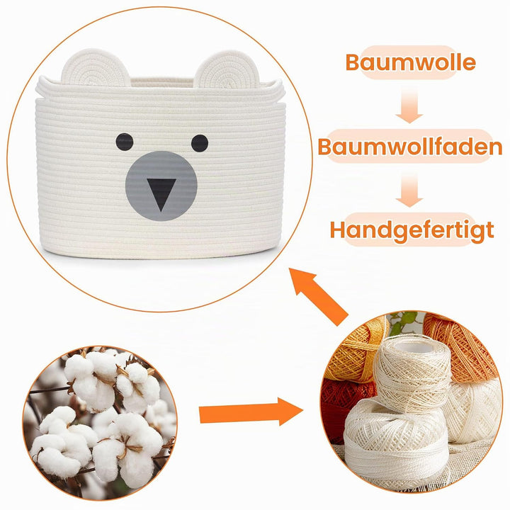 Aufbewahrungskorb Kinder aus Baumwolle für Spielzeug und Wäsche, Wäschekorb und Spielzeugkorb in ein