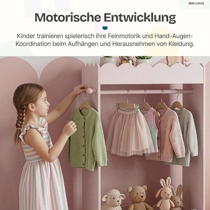 [en.casa] Kindergarderobe stehend Vestnes Kinder Kleiderschrank mit Spiegel und Kleiderstange 120 x