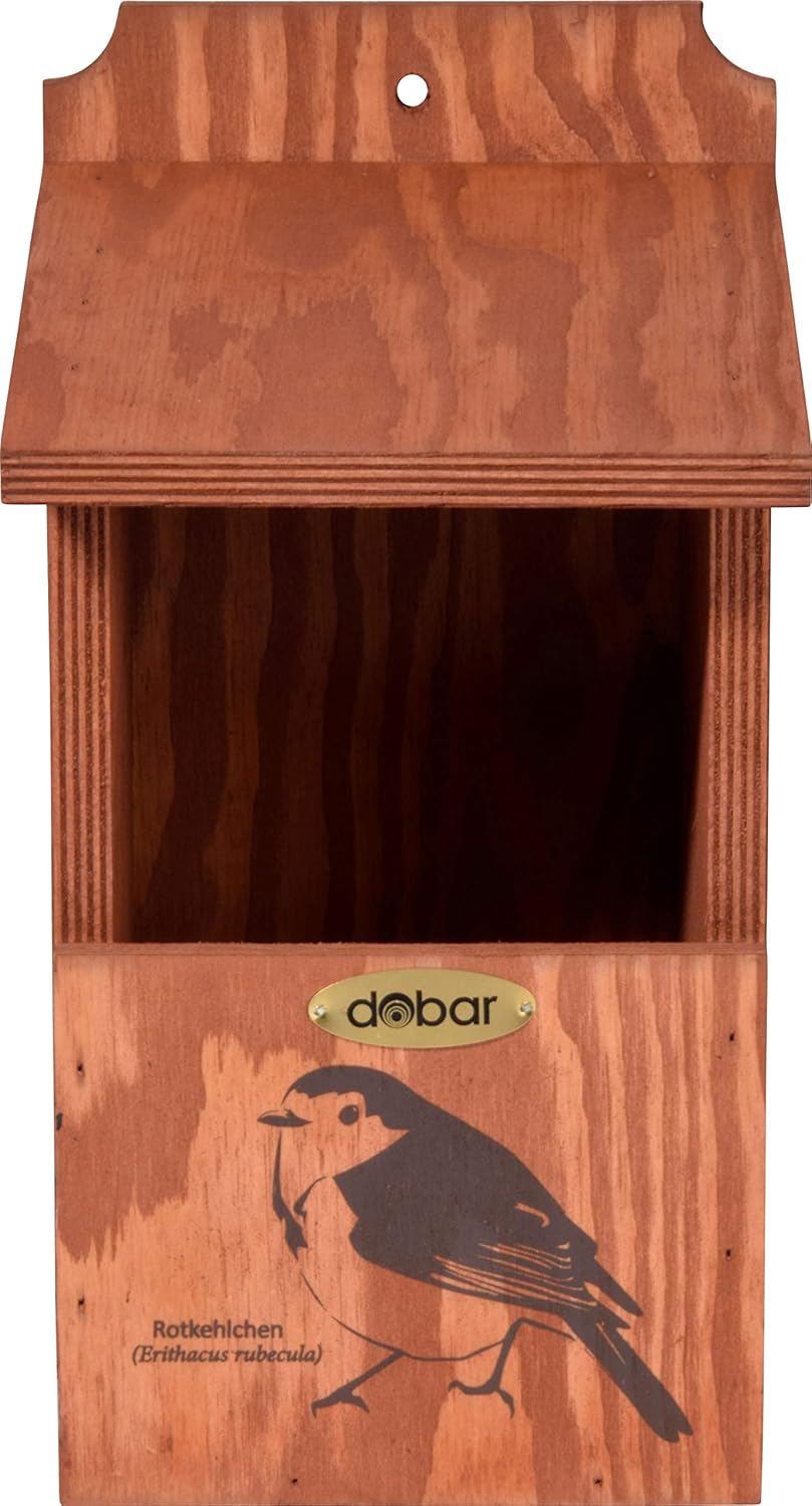 dobar® green label 22366FSCe Nistkasten "Rotkehlchen" - Halbhöhlenkasten aus Holz - Nisthilfe für Ha
