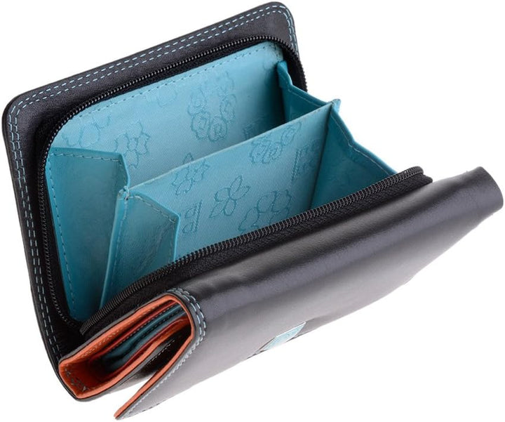 DUDU Kleine mehrfarbige RFID Dambenbrieftasche in Leder Colorful Schwarz, Schwarz