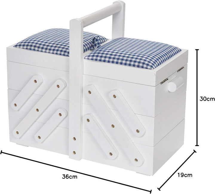 Prym 612578 Nähkasten/Nähkästchen Holz M weiss mit Stoff