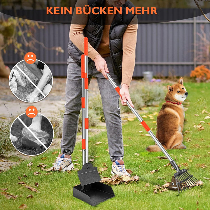 Hundekotschaufel, 3 Stück Dog Pooper Scooper Hundekotschaufel und Harke Metall Rechen Kehrschaufel f