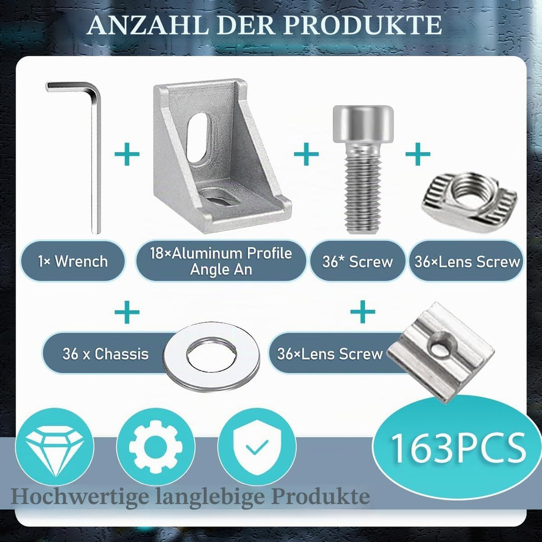 20 Stück Aluprofil 30x30,Winkelverbinder,Aluprofil,Aluwinkel Befestigungsmaterial für Befestigung vo