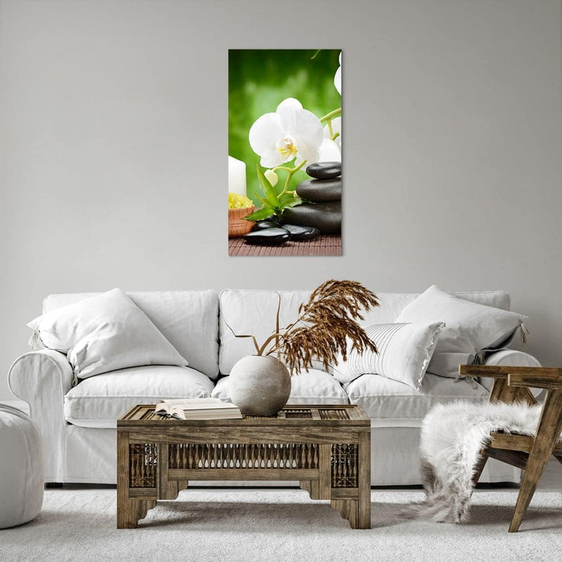 Bilder auf Leinwand 55x100cm Leinwandbild mit Rahmen Blume aromatherapie spa Gross Wanddeko Bild Sch