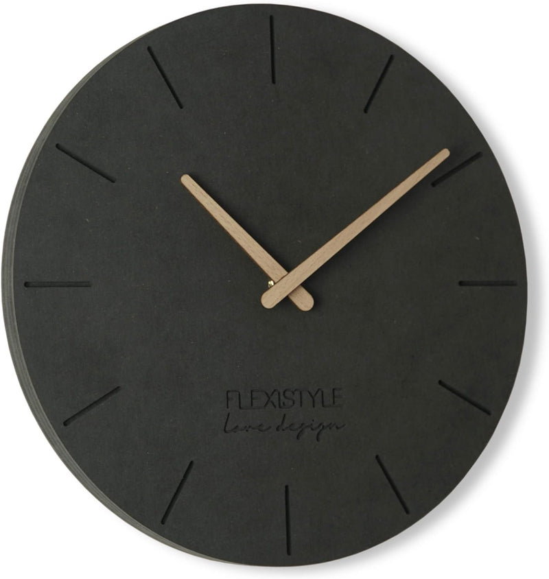 FLEXISTYLE Wanduhr ohne tickgeräusche ECO 30cm, Wohnzimmer, Schlafzimmer, in Europa hergestellt (Sch