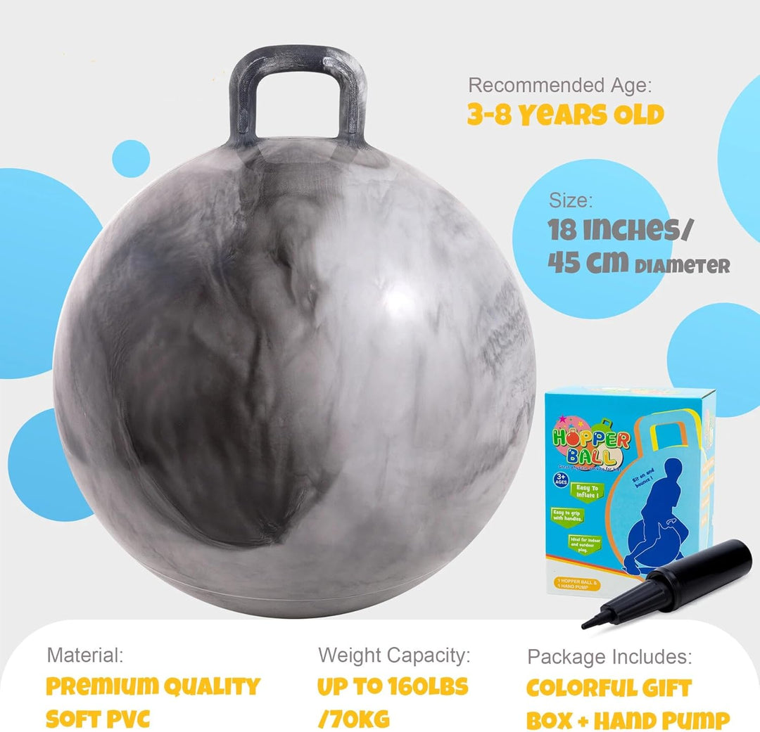 U&C Planet Hüpfball 45 cm Hopperball mit Pumpe 18 Zoll Sprungball für Kinder ab 3 Jahre aufblasbare