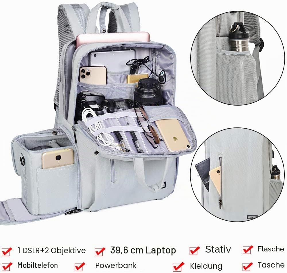 CADeN Kamerarucksack Wasserabweisend Diebstahlsicher 15.6 '' Laptopfach Fotorucksack & Reise Kamerat