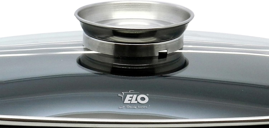 ELO Alucast Bräter 22cm mit Glasdeckel und Aromaknopf, ELODUR® Select Antihaftversiegelung, backofen