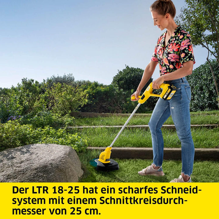 Kärcher 18V Akku-Rasentrimmer LTR 18-25, Schnittgeschwindigkeit: 9.500 U/min, Schnittkreisdurchmesse