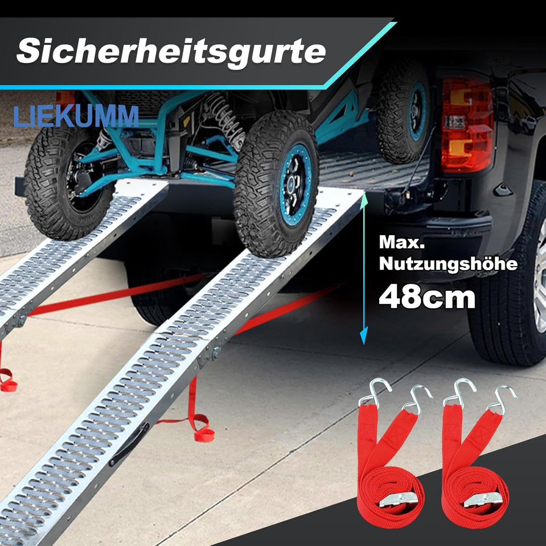LIEKUMM 2X Auffahrrampe 440kg klappbar Laderampe, Stahl Verladerampe Laderampen für Anhänger Motorra