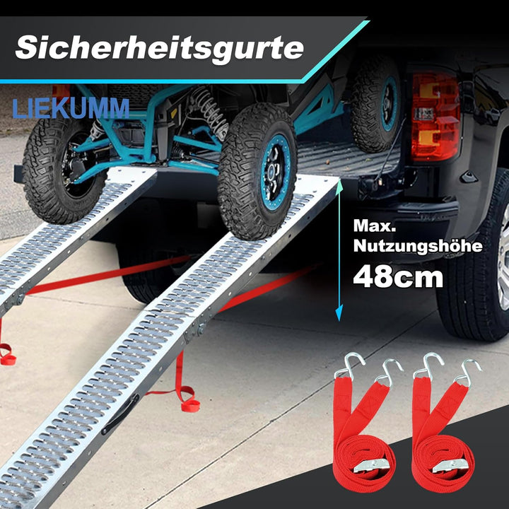 LIEKUMM 2X Auffahrrampe 440kg klappbar Laderampe, Stahl Verladerampe Laderampen für Anhänger Motorra