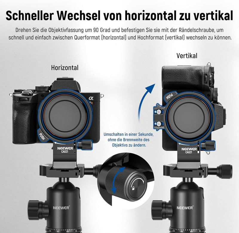 NEEWER Rotatable Collar Mount Plate für Alpha 7R IV 7R V 7 IV 7S III, Lens Stativschelle, Kamera Obj