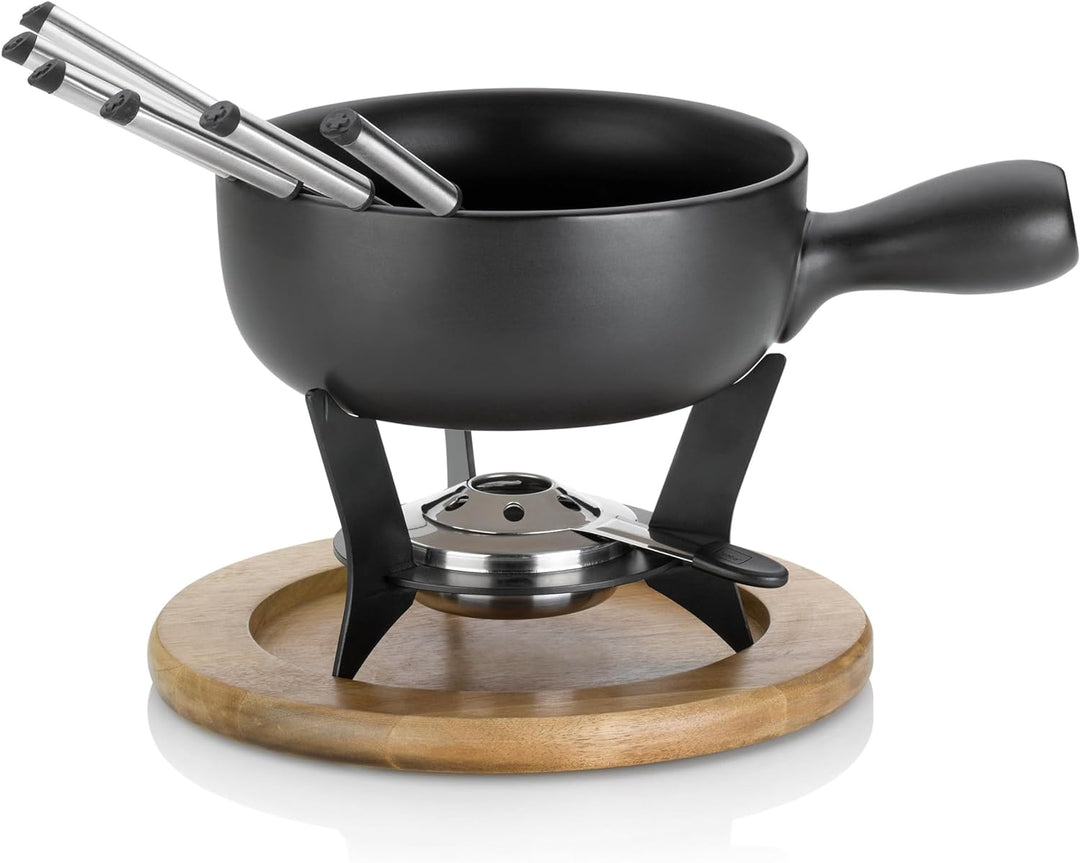 kela Käsefondue-Set Country Keramik schwarz 21cm 22cmØ, 22x22x21 cm