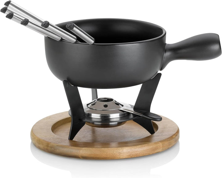 kela Käsefondue-Set Country Keramik schwarz 21cm 22cmØ, 22x22x21 cm