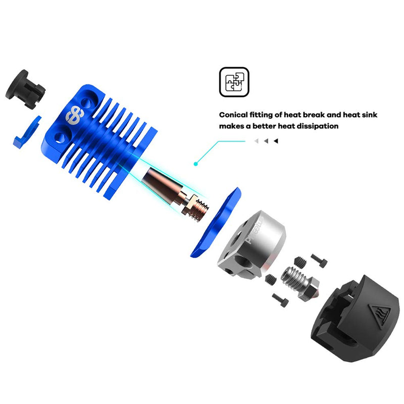 Ganzmetall-Dragonfly Hotend BMS aus Bimetall, hitzebeständige Kupferdüse, Heizblock für verbesserten