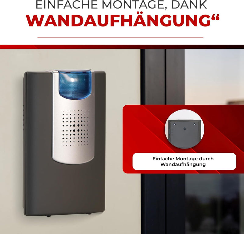 Heidemann Funkgong Set HX Flashlight (anthrazit, max. Reichweite 200 m, Lautstärke 4-stufig einstell