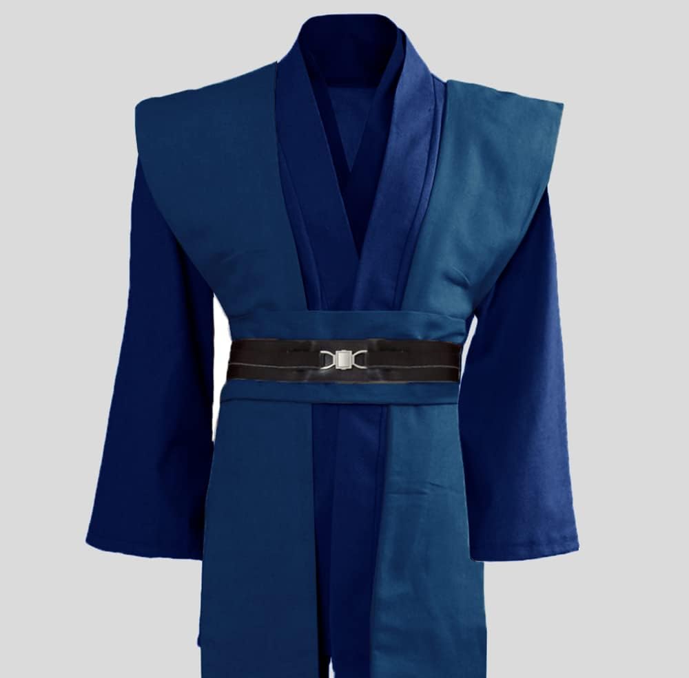 Herren-Tunika, Ritterkostüm, Kapuzenrobe, Uniform, Cosplay, Komplettes Halloweenkostüm-Set Blau M, B