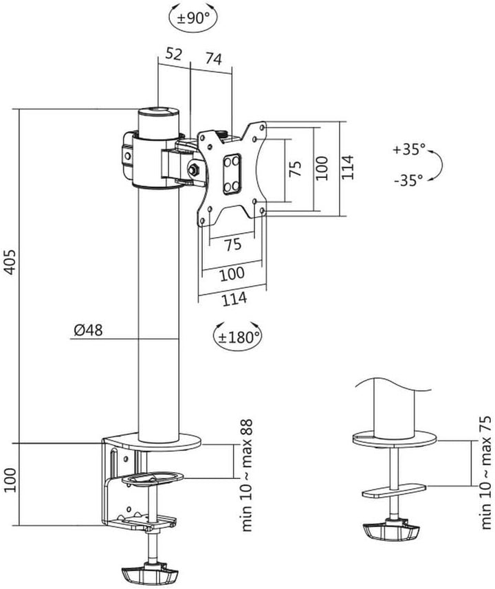 LogiLink BP0103 - Monitorhalterung, 17 32", Stahl, 9 kg max. Schwarz