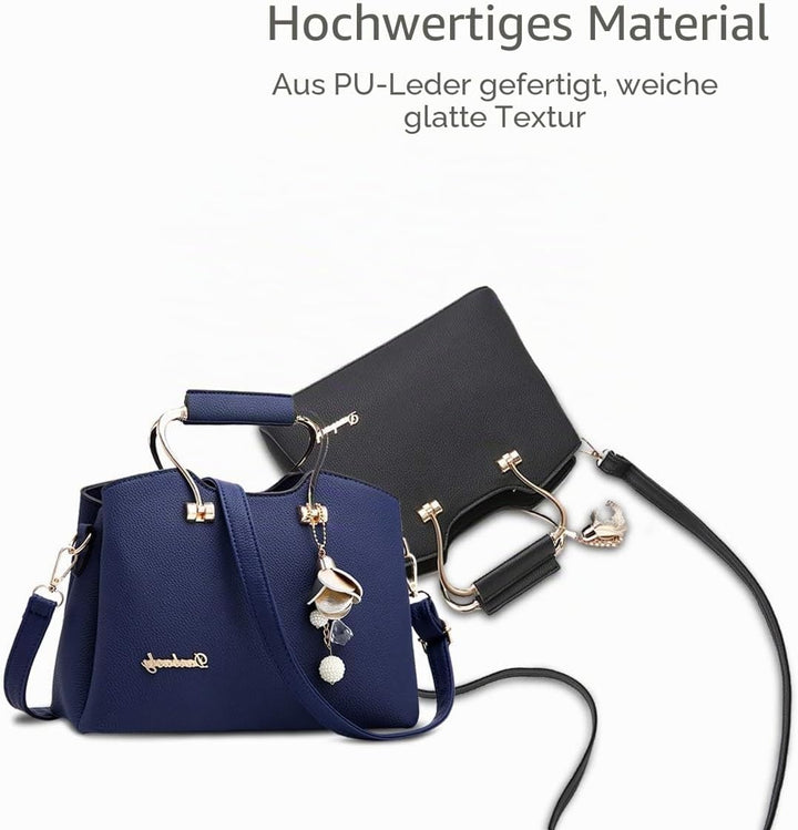 NICOLE&amp;DORIS Damen Handtaschen Schultertasche mit Tragegriff Umhängetasche für Damen Ledertasche mit