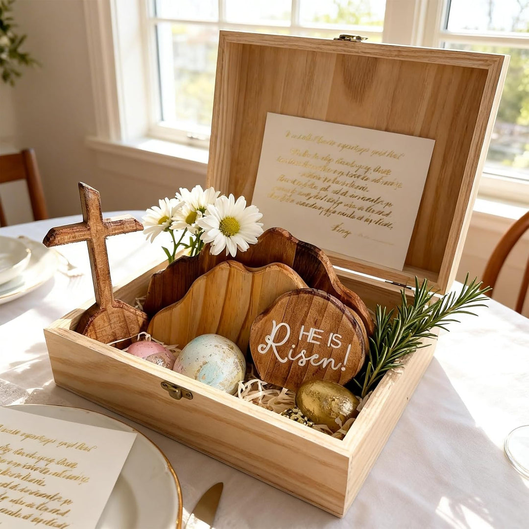 Osterszene Holz Osterkrippe Ostern Auferstehungsszene Auferstehung Holzdekoration Kreuz Auferstehung