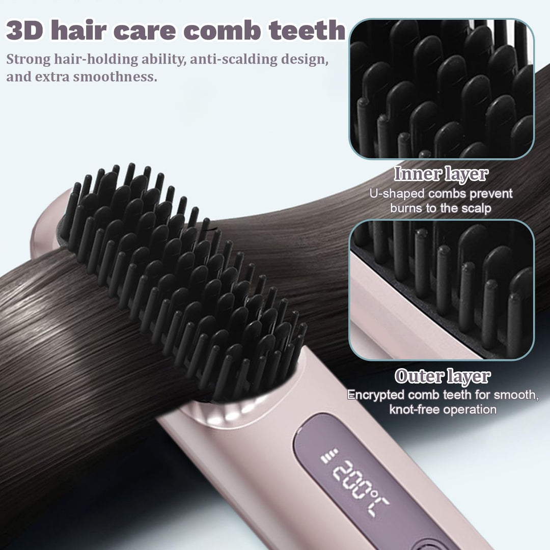Mini-Haarkamm, Glättbürste Kabellos, 2026 Neu Haarglätter Bürste, Tragbare Bürste Glätten, Kabellose