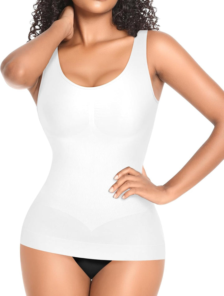 YARRCO Damen Shape Unterhemd Formende Tops Nahtlos Hemdchen M Weiss-weite Träger, M Wei&#xDF;-weite
