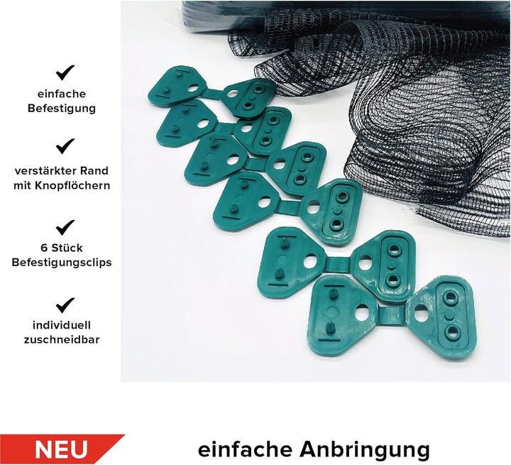 AGROFLOR® Hagelschutznetz, Grösse 3 x 6 m, schwarz - Robustes Netz für den Schutz von Obst, Gemüse,