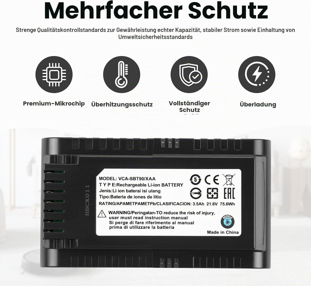 ANTIEE VCA-SBT90/XAA Akku Kompatibel mit Samsung Jet 75 Battery, Samsung Jet 75, 75+, 75 Pet Jet, 90