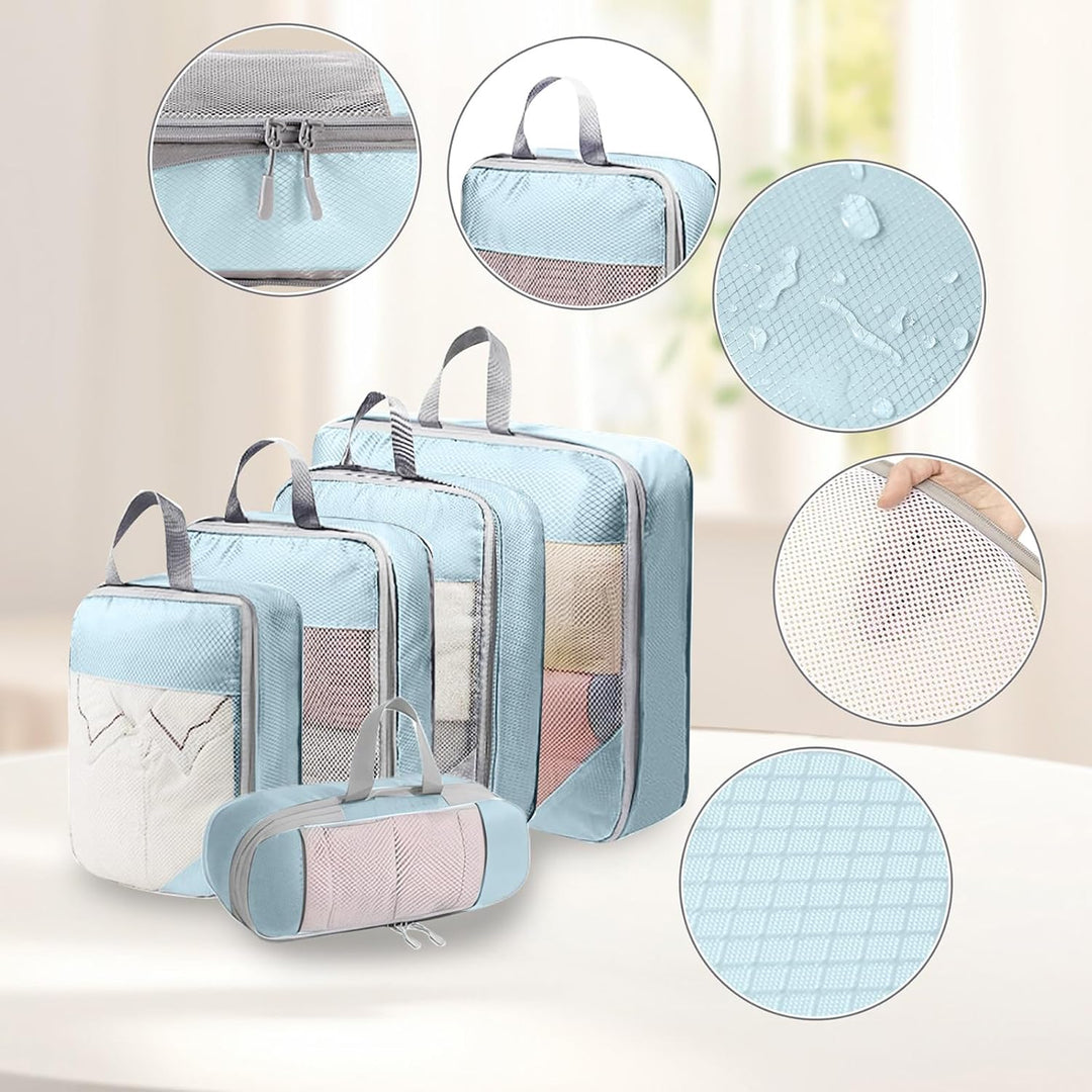 Kompressionspackwürfel für Koffer, 8 Stück erweiterbare Reisepackwürfel für Rucksack, ultraleichte R