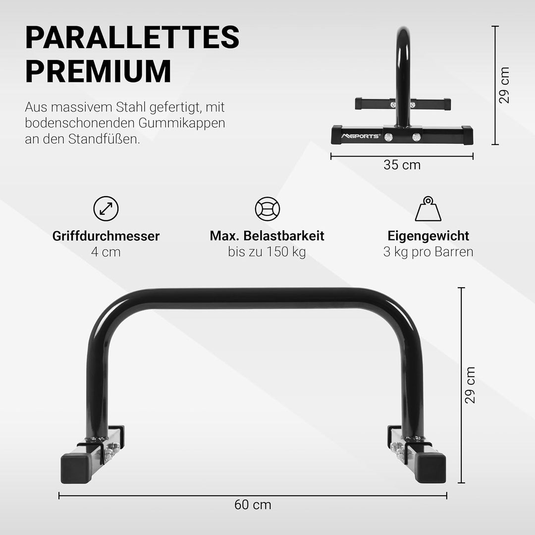 MSPORTS Low Fitness Parallettes Minibarren Professional LxBxH: 60x35x29 cm| Push-Up Bars Liegestützg