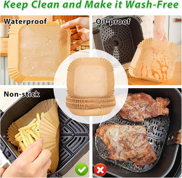Sungoup Backpapier für Heissluftfritteuse 23-27cm, 200 Stück Airfryer Backpapier Antihaft Wasserdich