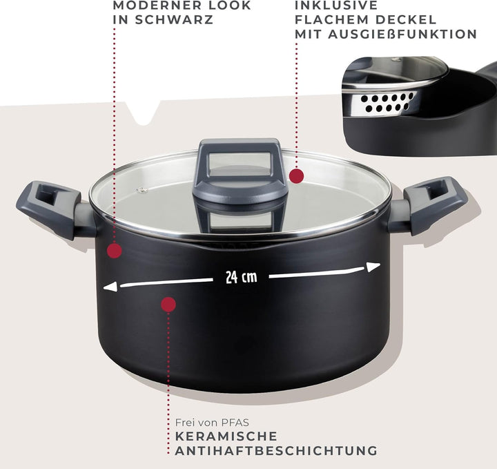 Fackelmann Kochtopf Statement 24cm – Topf mit keramische Beschichtung – Recyceltes Aluminium mit Ant
