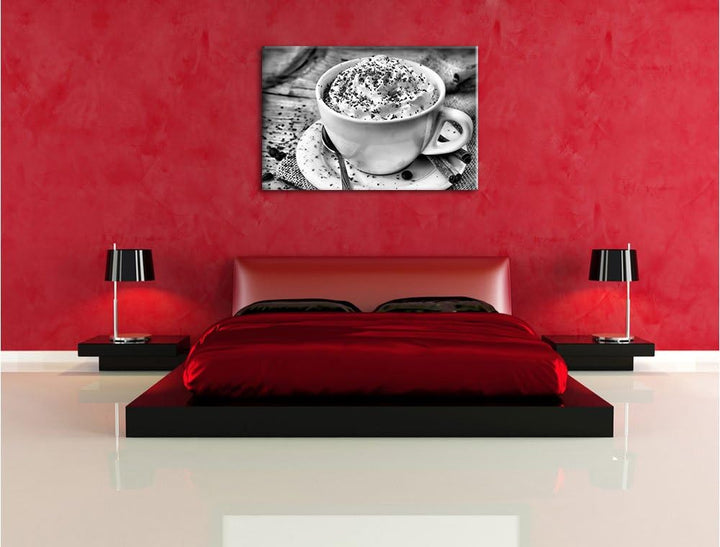 Pixxprint Kaffee mit viel Creme als Leinwandbild/Grösse: 100x70 / Wandbild/Kunstdruck/fertig bespann