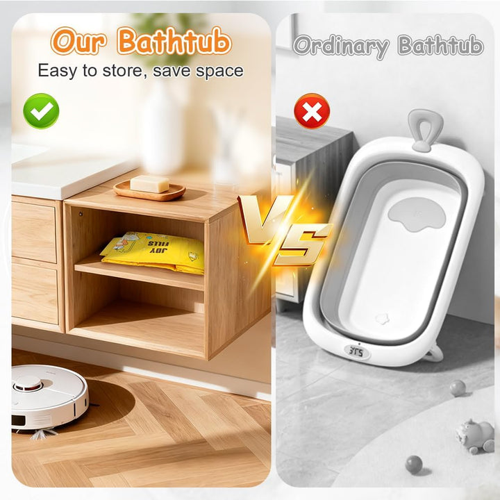 AUYAO Faltbare Badewanne Kinder Tragbare Säuglings Badewanne Baby mit Ablassschraube Integrierte Tra