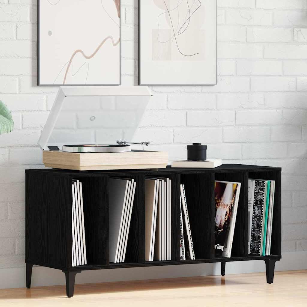vidaXL Schallplattenschrank Schwarz Eichen-Optik 100 x 38 x 48 cm, Moderner rechteckiger Stauraum, v