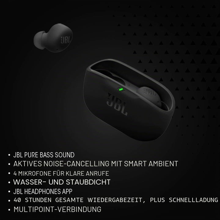 JBL Vibe Buds 2 JBLVBUDS2BLK True Wireless Noise Cancelling Bluetooth Earbuds Schwarz