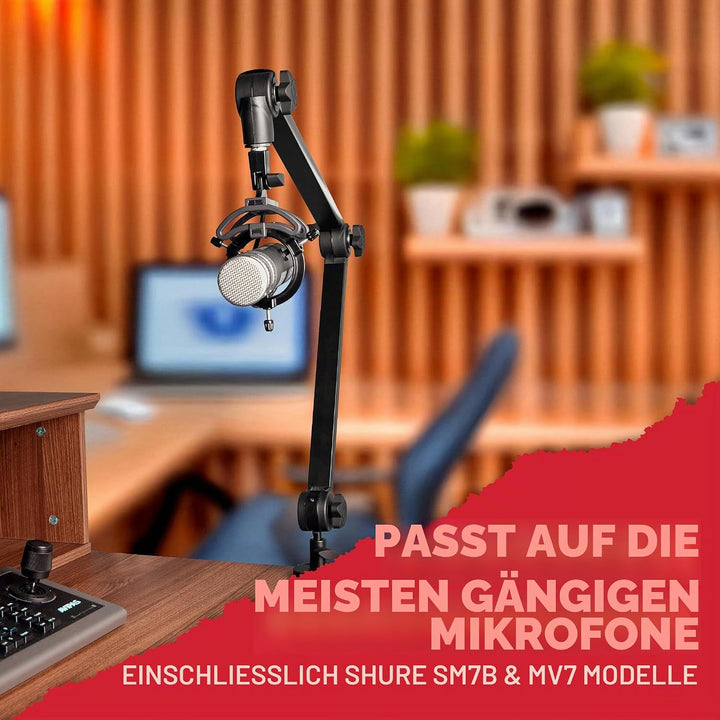 Gator Frameworks Deluxe Rundfunkmikrofonständer zur Tischmontage für Podcasts und Aufnahmen; integri