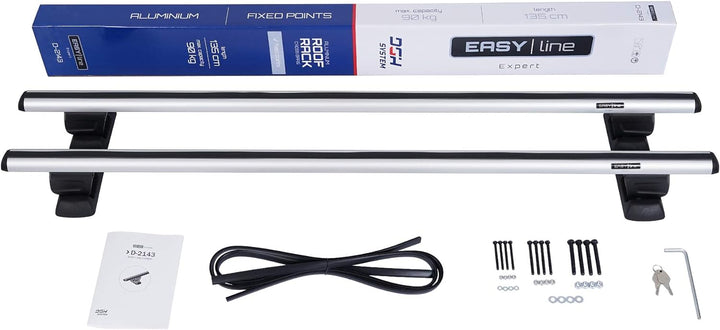 Kompletter Aluminium-Dachträger Easy Line Expert 135 cm für Renault Kangoo II Van 2008-2021 mit Befe