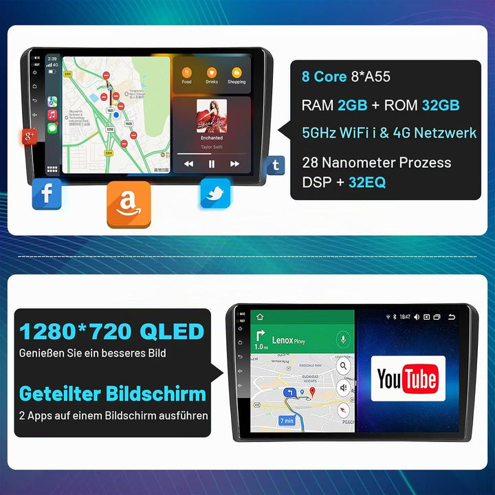 Android Autoradio Wireless CarPlay Wireless Android Auto für Audi_A3 S3 RS3 2GB+32GB 9 Zoll QLED Bil