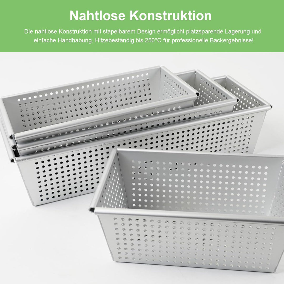 Perforierte Kastenform Kuchen 2er-Pack, 25/30 cm, Rechteckig Brotbackform aus Eloxiertes Aluminium,
