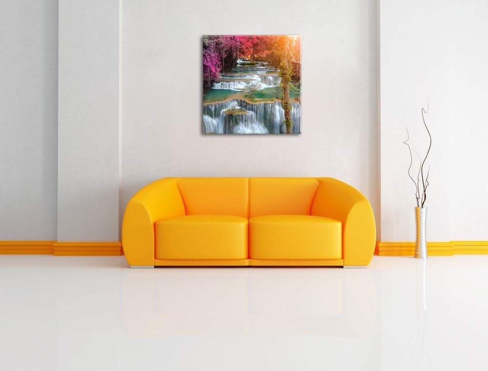 Pixxprint Wasserfall im Regenwald als Leinwandbild/Grösse: 70x70 cm/Wandbild/Kunstdruck/fertig bespa