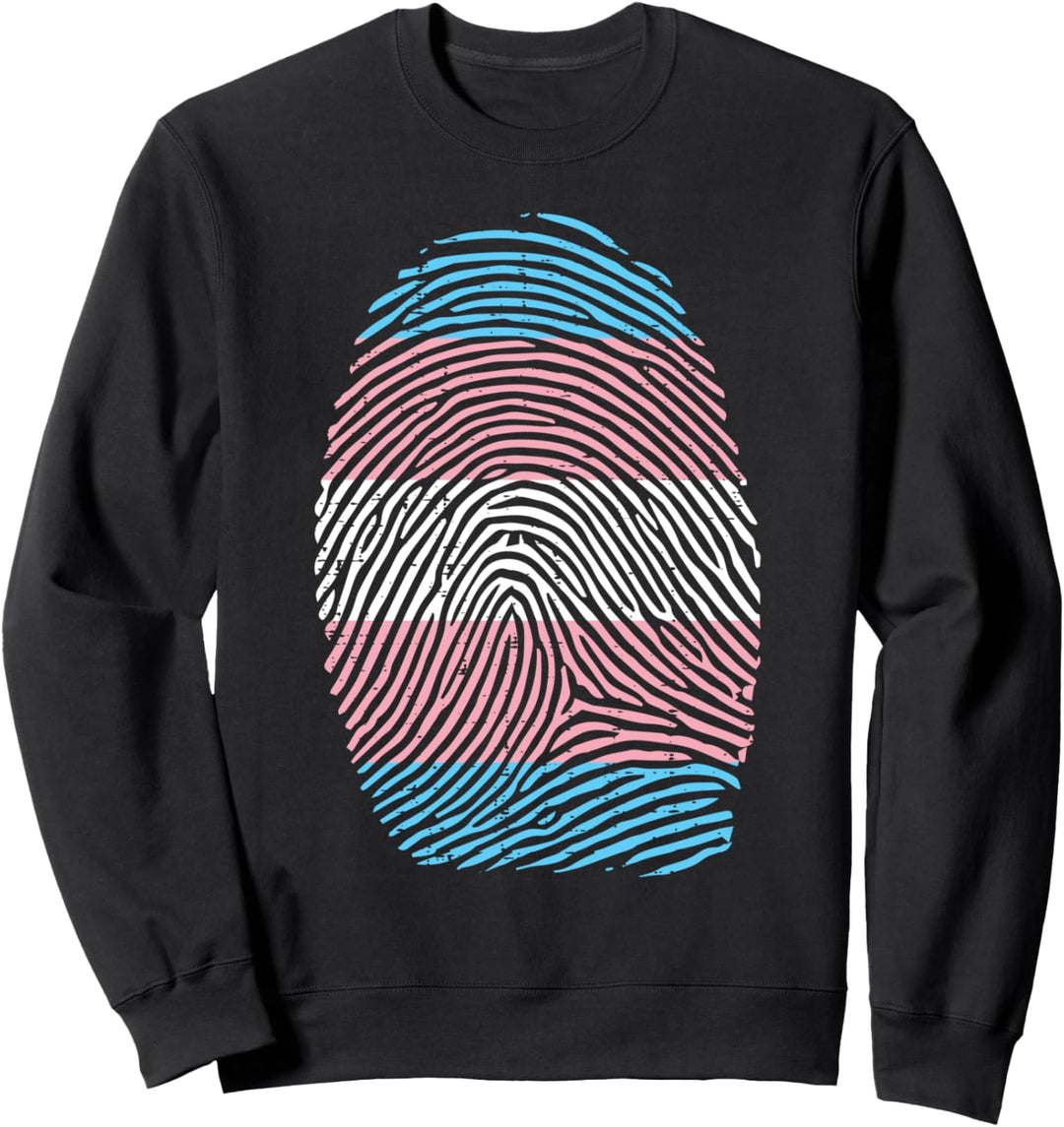 Transgender Fingerprint Thumbmark Trans Pride Flag LGBT Sweatshirt
