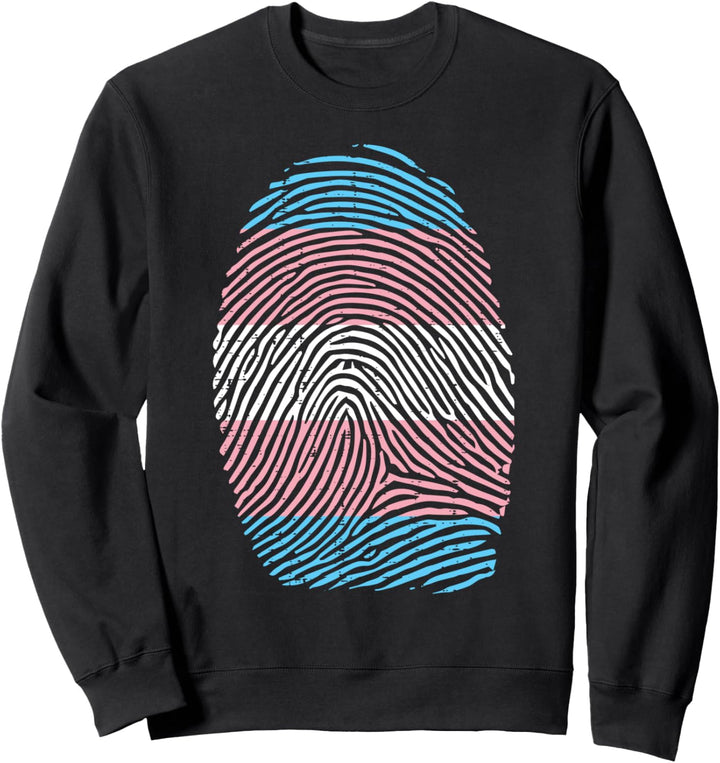 Transgender Fingerprint Thumbmark Trans Pride Flag LGBT Sweatshirt