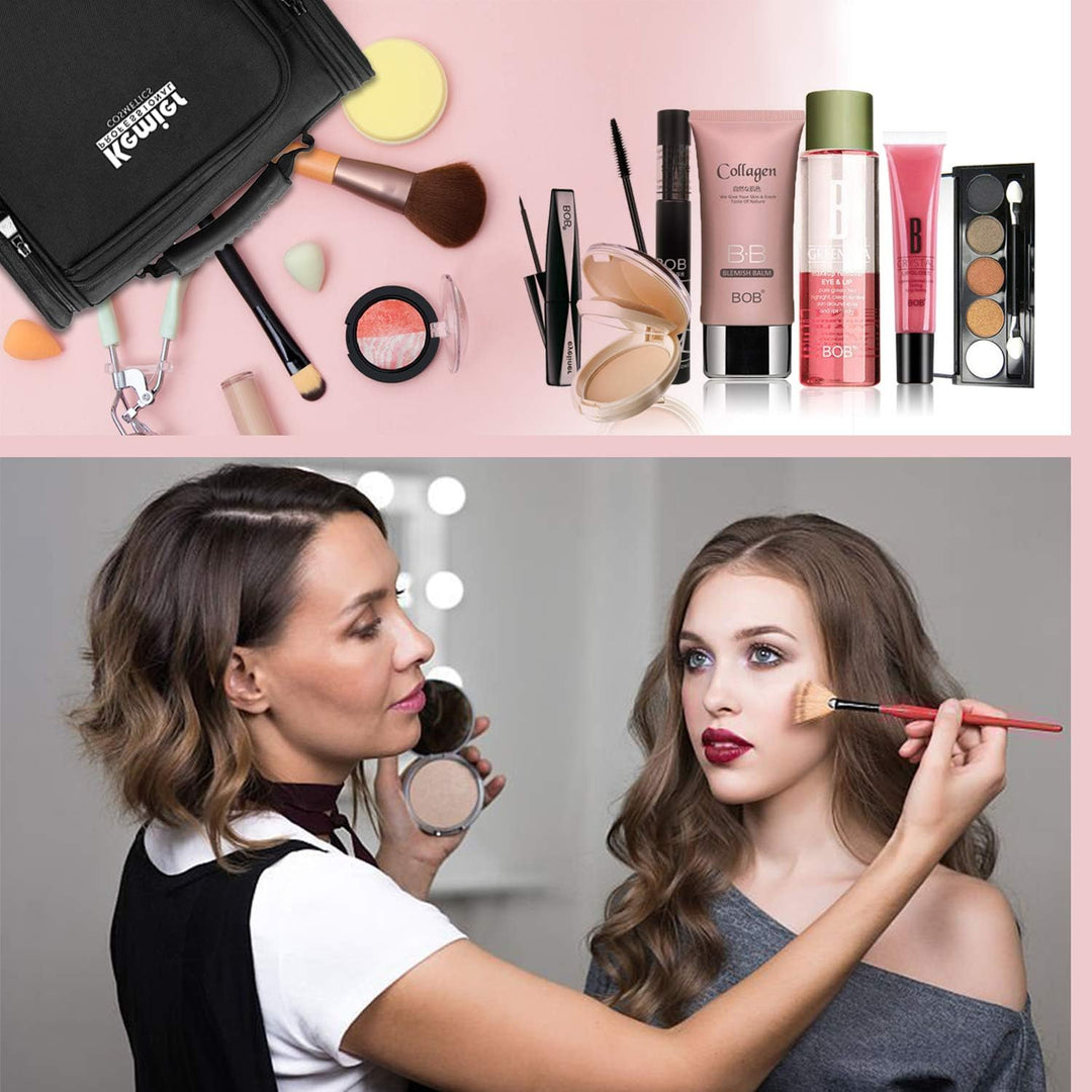 Kemier Professional Kosmetiktasche Makeup Tasche mit Durchsichtigen Aufbewahrungsbeuteln für Kosmeti