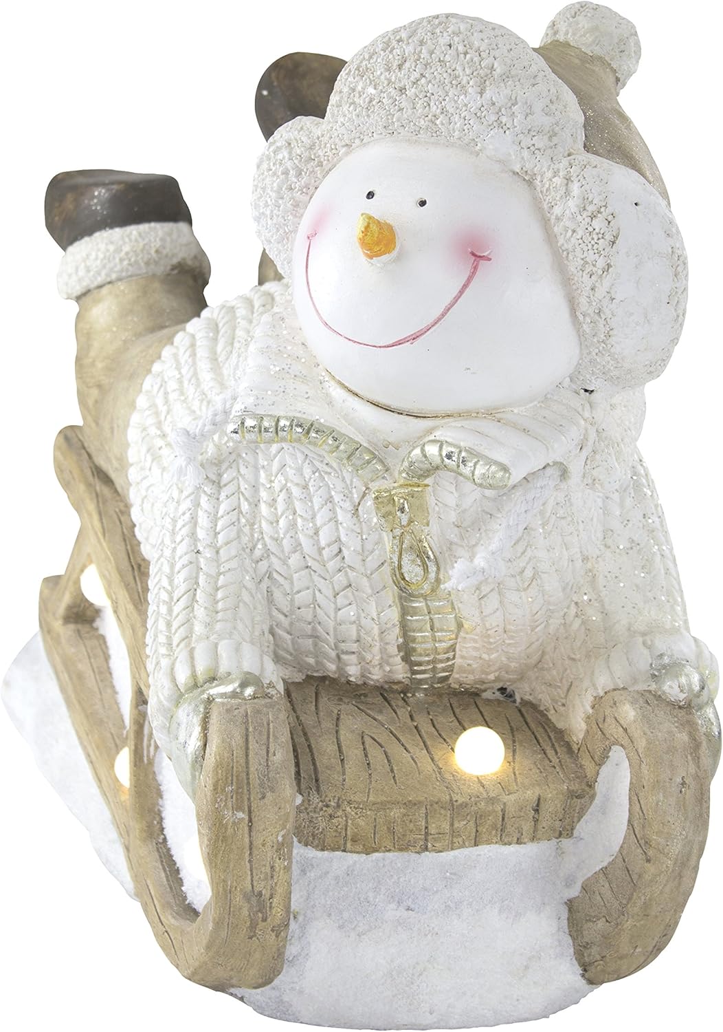 Deko Figur mit Beleuchtung (B) Schneemann auf Schlitten, (B) Schneemann auf Schlitten