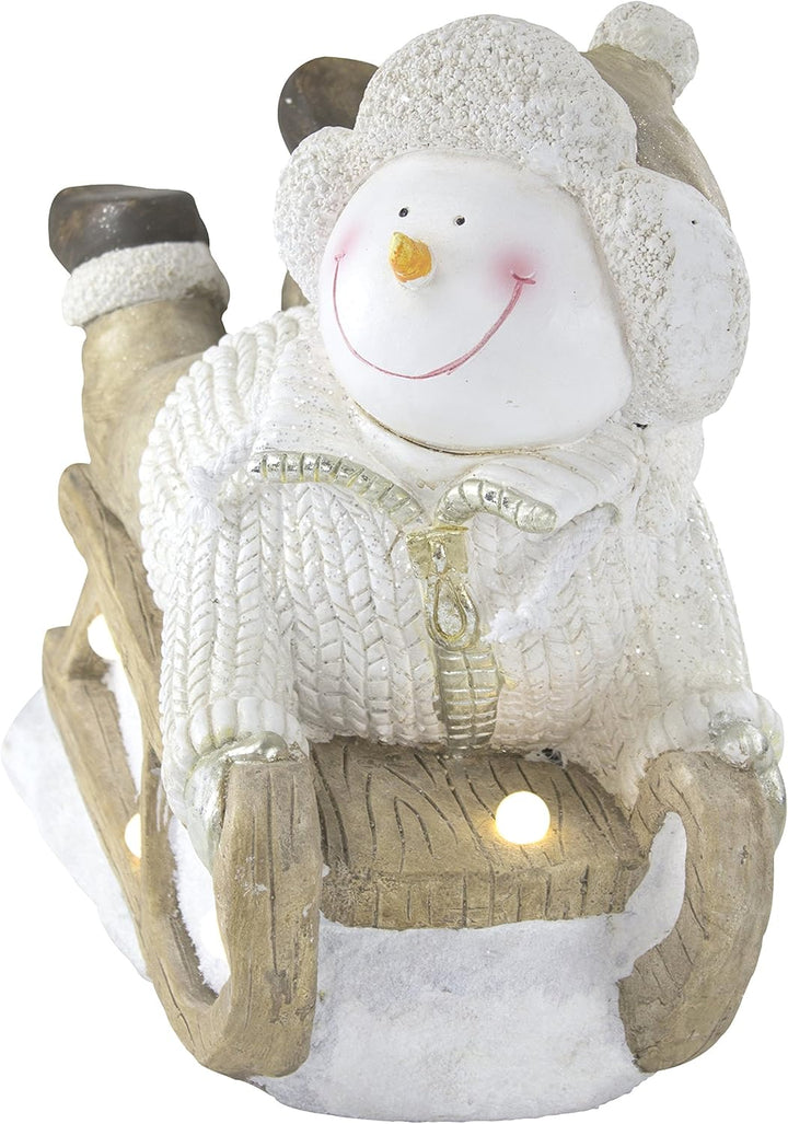 Deko Figur mit Beleuchtung (B) Schneemann auf Schlitten, (B) Schneemann auf Schlitten